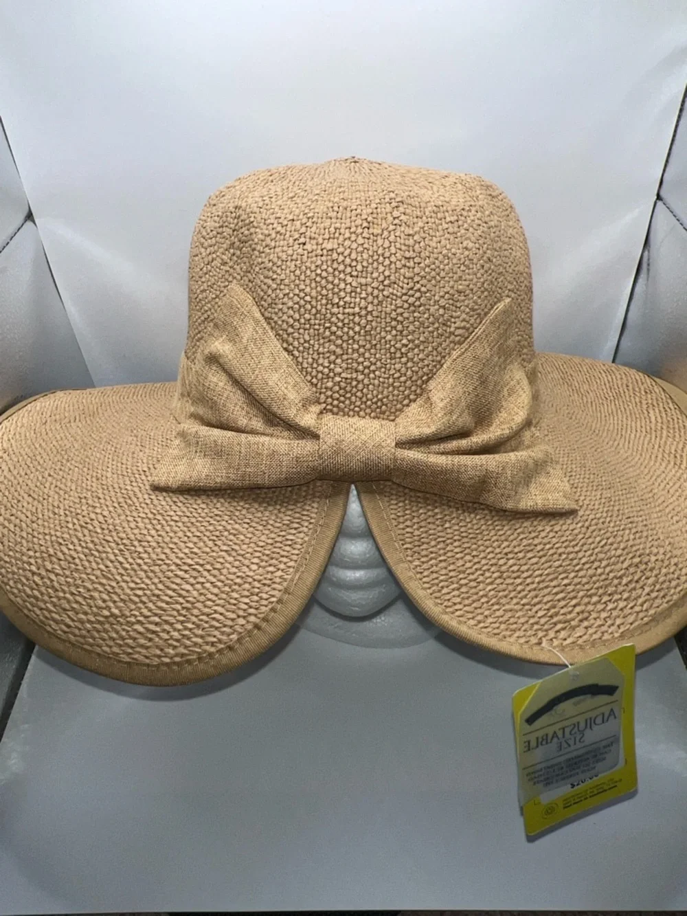 283. Women’s Adjustable Wide-Brim Sun Hat with Bow - Tan